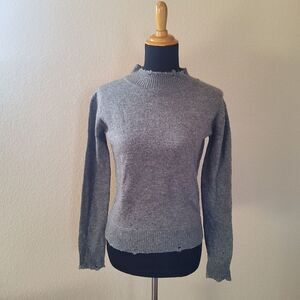 One Grey Day Los Angeles Distressed Mock High Neck Sweater XS Grey New